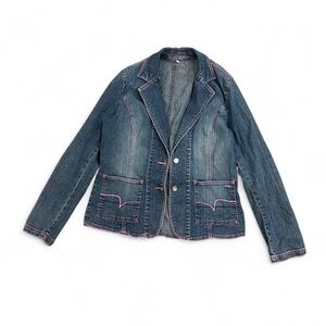 Point Zero Denim Jacket with Pink Stitching